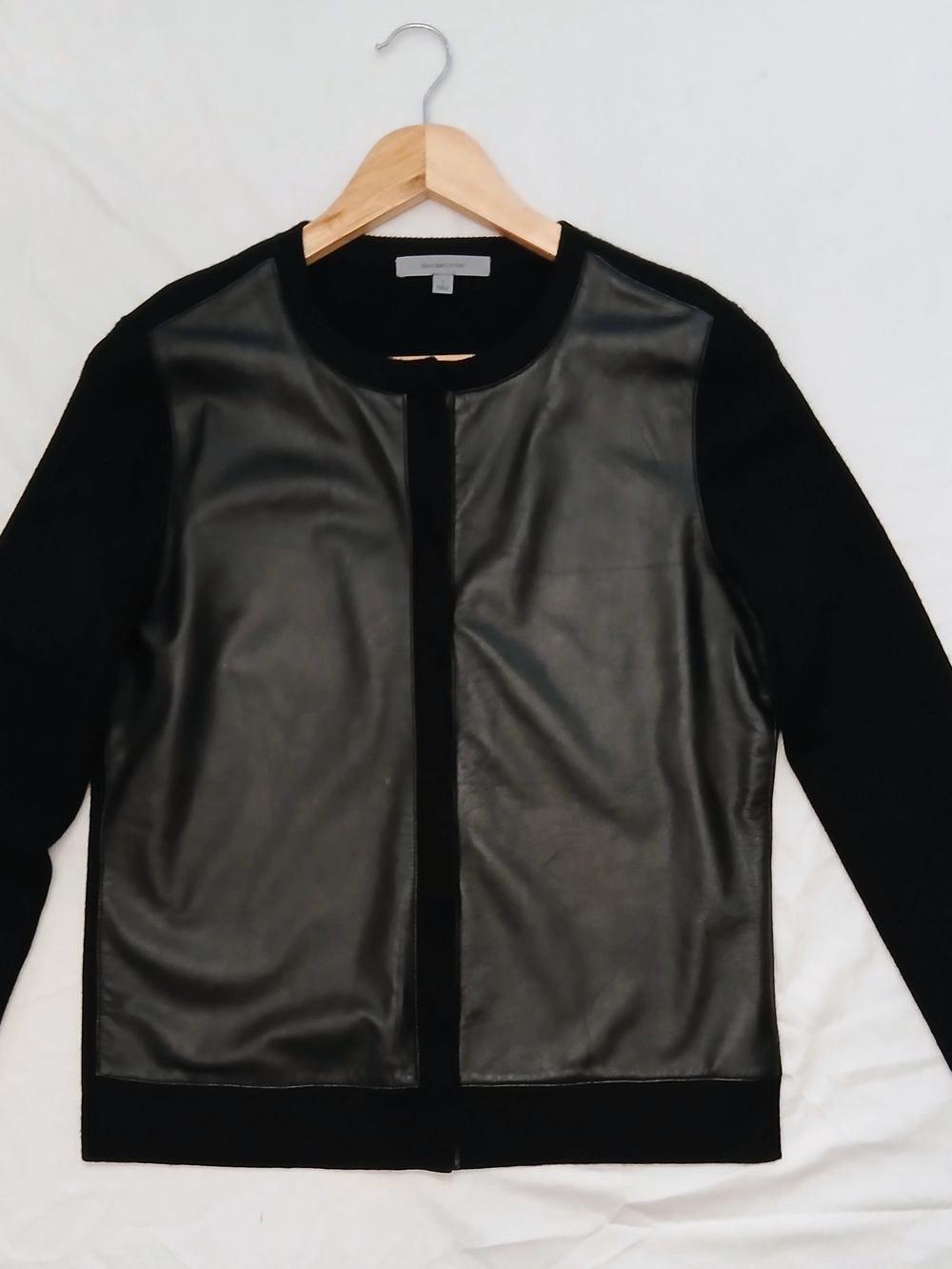Classiques Entier Nordstrom Leather Front Mixed Media Knit Jacket Sweater S NWOT